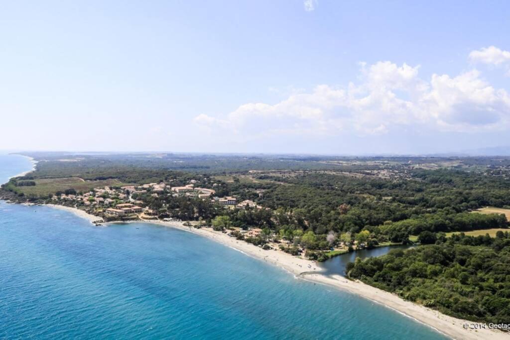 Marine De Bravone T2 Terrasse Front De Mer - Plage Pieds Dans L'Eau - Clim - Piscine - Wifi Linguizzetta Dış mekan fotoğraf